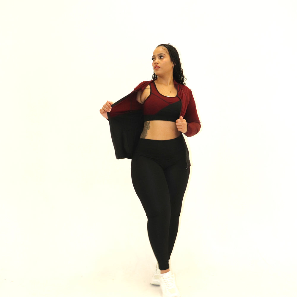 
                  
                    3 Piece Matching Workout Sets in Burgundy/Black - Ravi-bySteph
                  
                