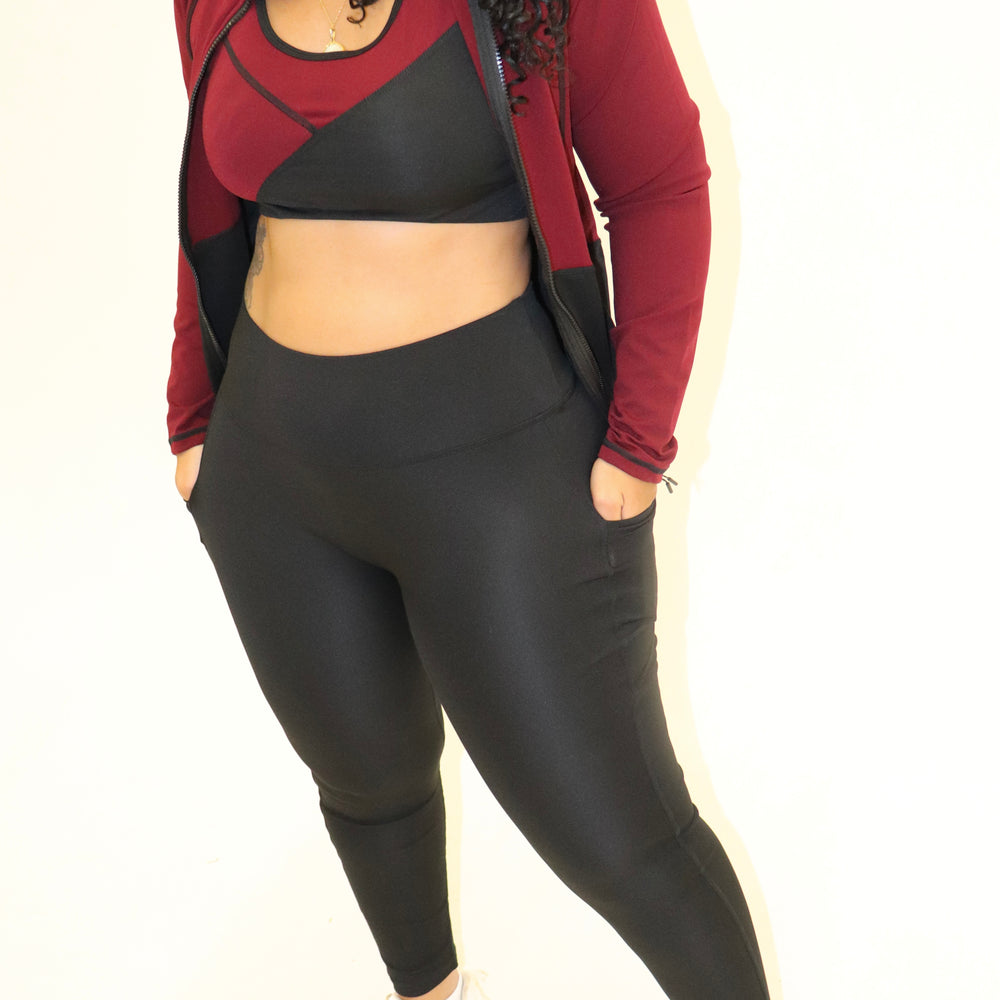 
                  
                    3 Piece Matching Workout Sets in Burgundy/Black - Ravi-bySteph
                  
                