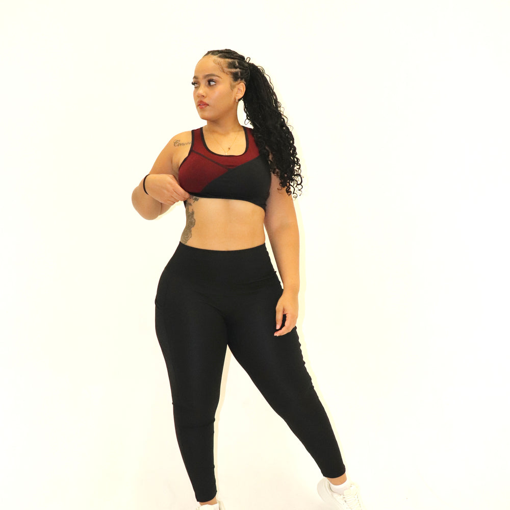 
                  
                    3 Piece Matching Workout Sets in Burgundy/Black - Ravi-bySteph
                  
                