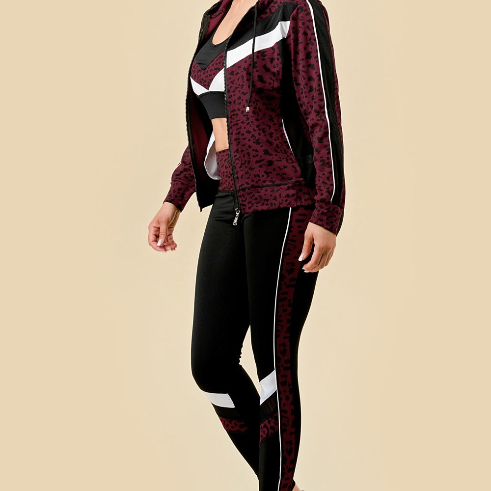 
                  
                    3 Piece Leopard Print Matching Workout Set in Burgundy - Ravi-bySteph
                  
                