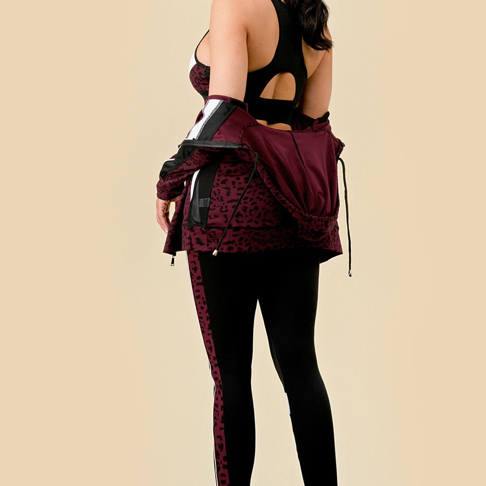 
                  
                    3 Piece Leopard Print Matching Workout Set in Burgundy - Ravi-bySteph
                  
                